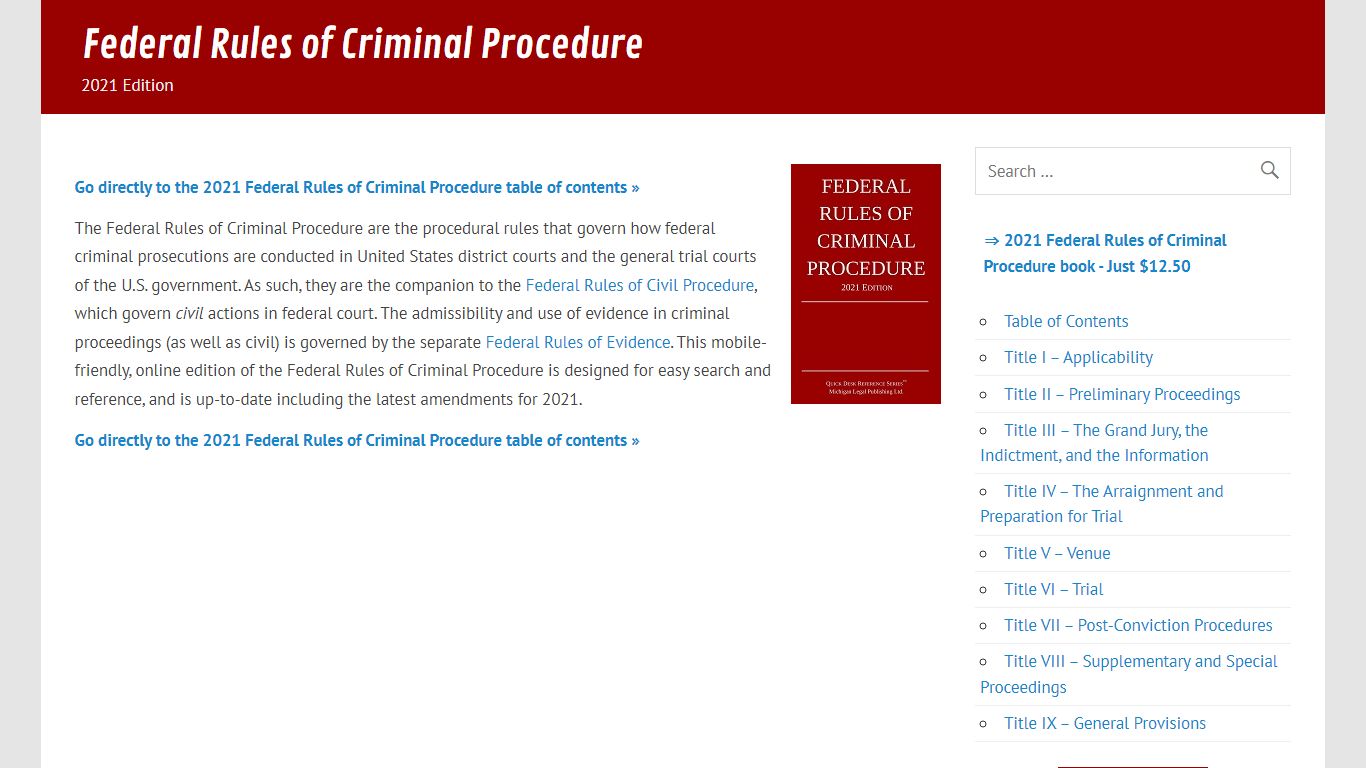 Federal Rules of Criminal Procedure | 2021 Official Edition