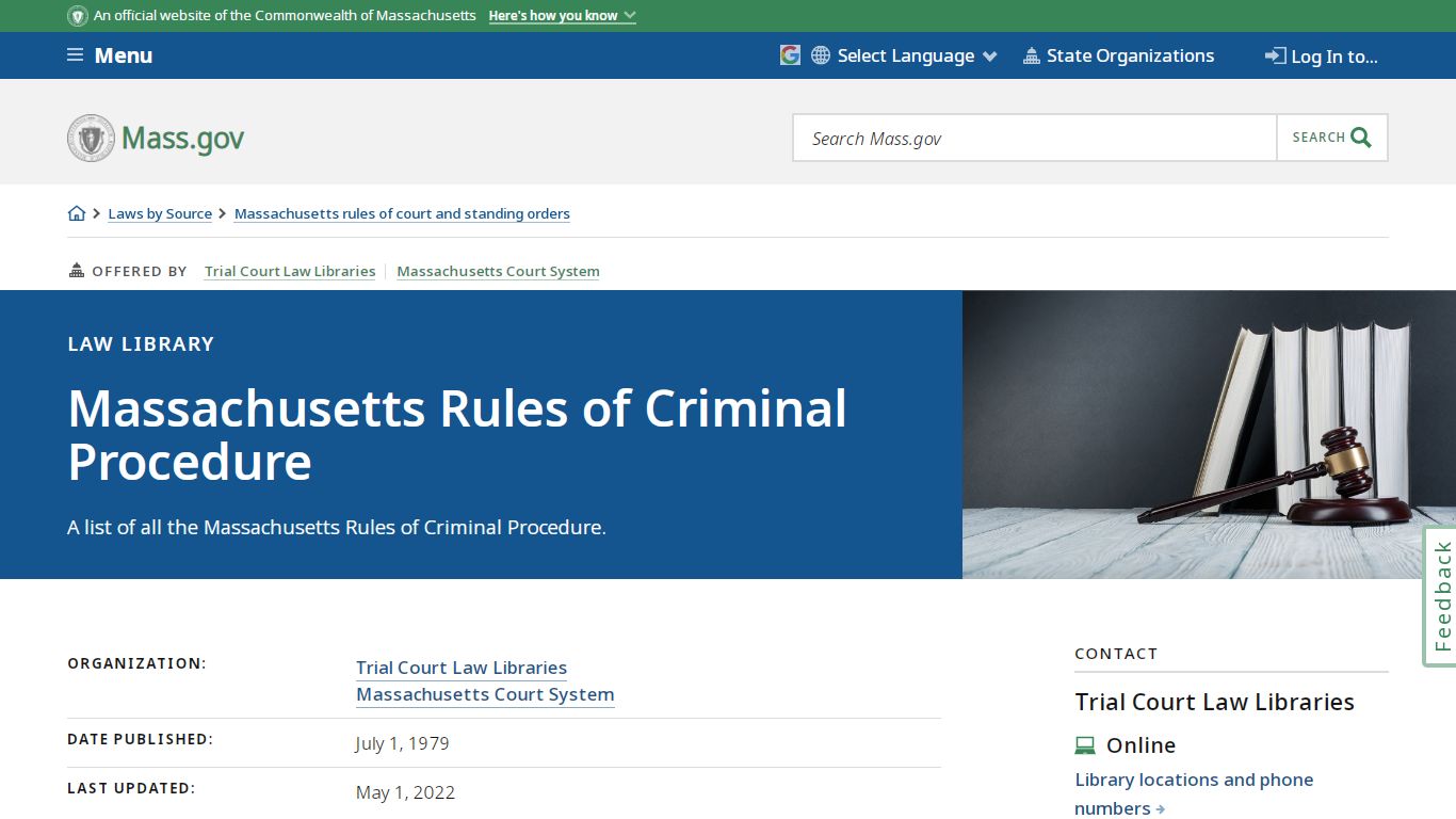 Massachusetts Rules of Criminal Procedure | Mass.gov